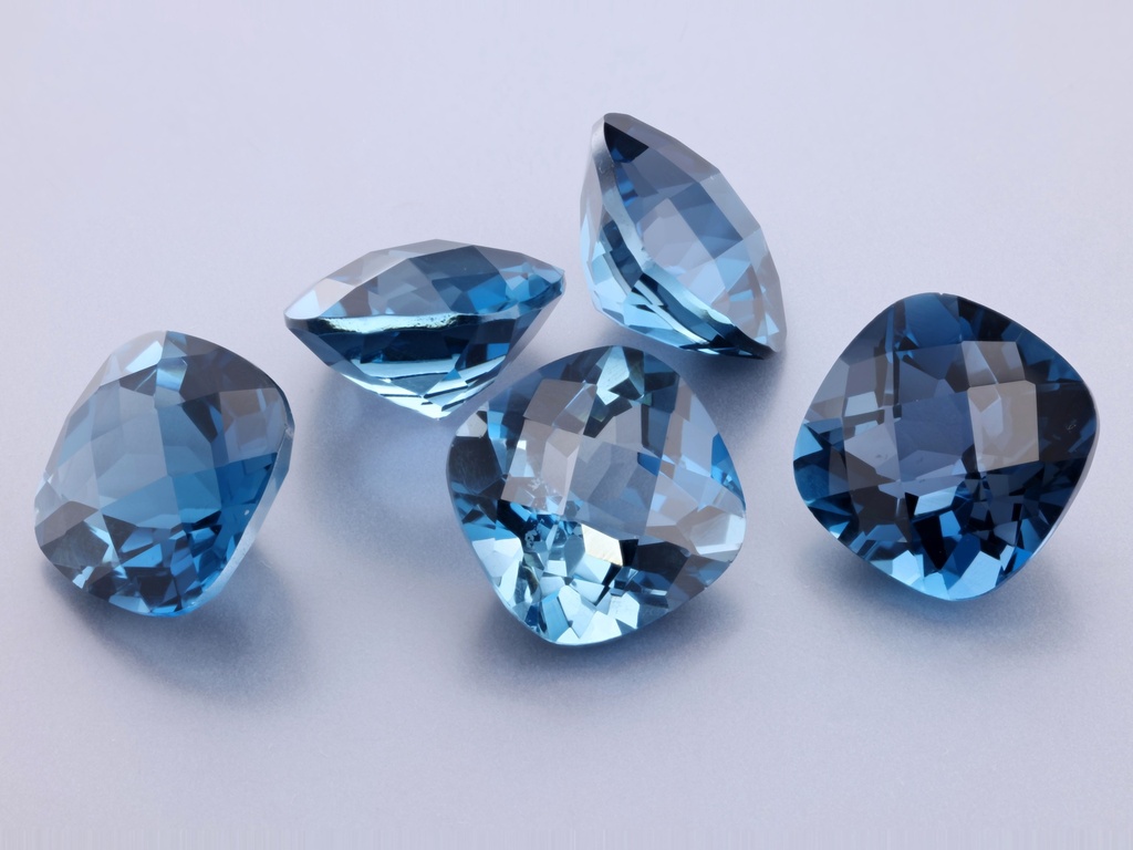 [TLAH1000] Topaz London Blue 10mm Square Cushion Chequerboard
