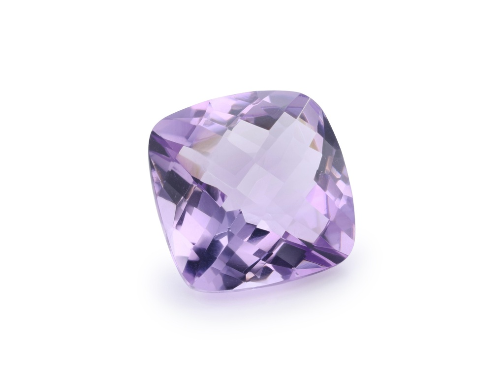 [QAAH1500F] Amethyst 15mm Square Cushion Light Colour Chequerboard