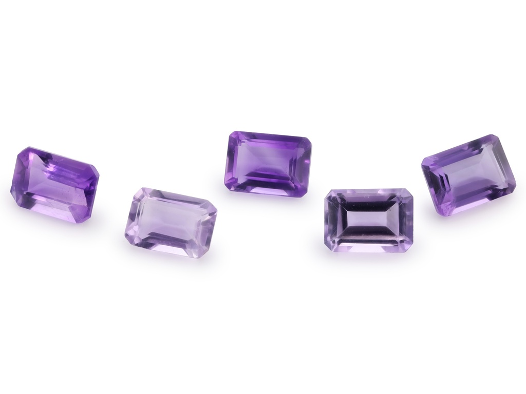 [QAOS0705F] Amethyst 7x5mm Emerald Cut Light Colour 