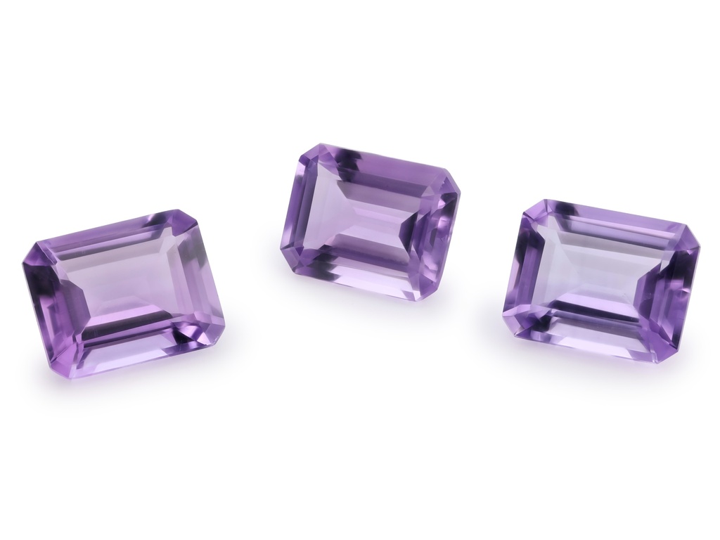 [QAOS1008F] Amethyst 10x8mm Emerald Cut Light Colour 
