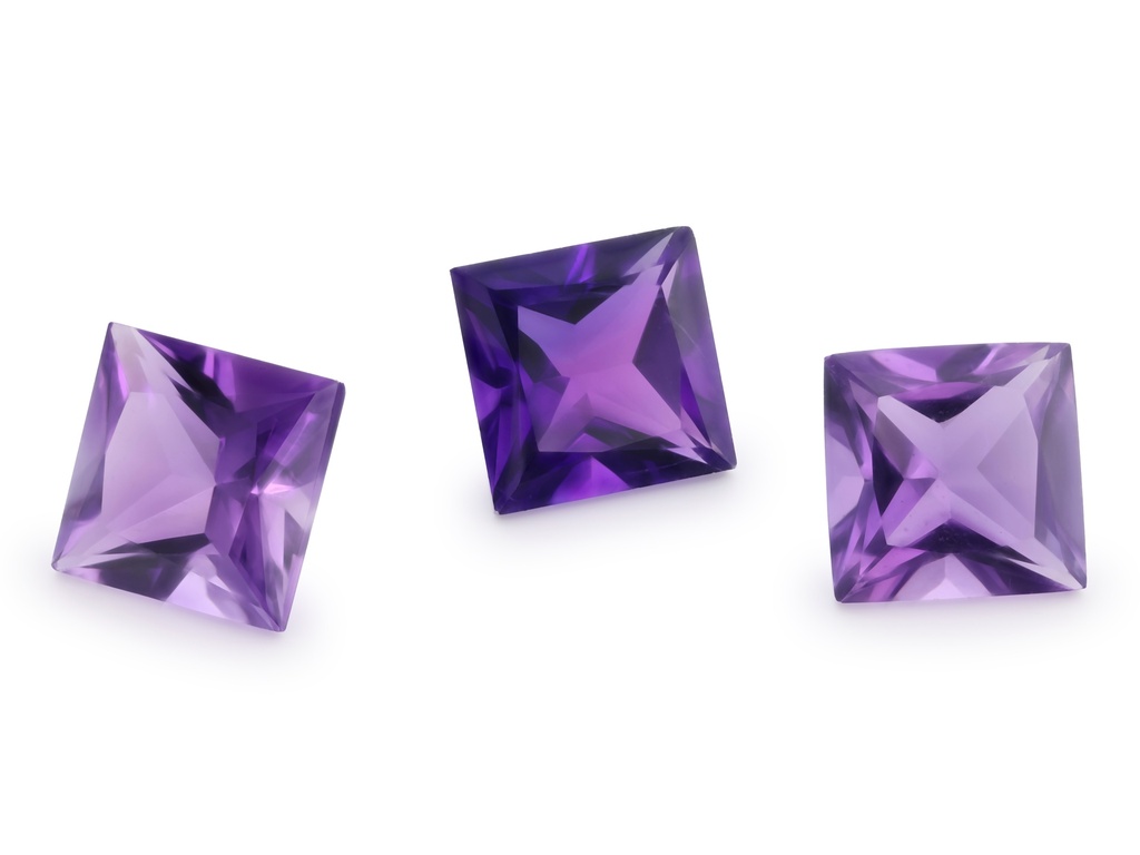 [QAQP1000M] Amethyst 10mm Princess Cut Mid to Strong Colour