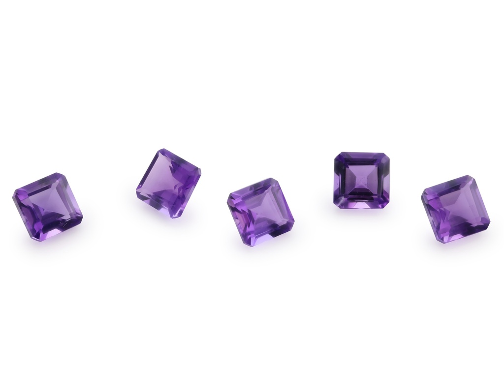 [QAOS0500M] Amethyst 5.00mm Square Emerald Cut Mid to Strong Colour 