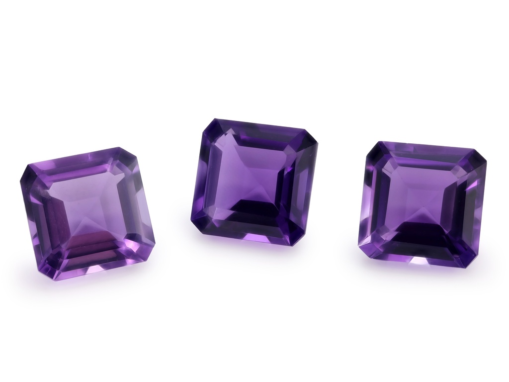 [QAOS1000M] Amethyst 10mm Square Emerald Cut Mid to Strong Colour 
