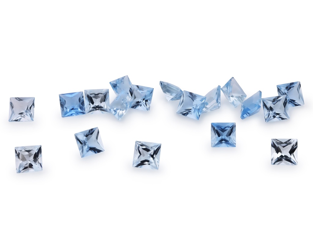 [BAQP0350B] Aquamarine 3.50mm Princess Cut Light Blue