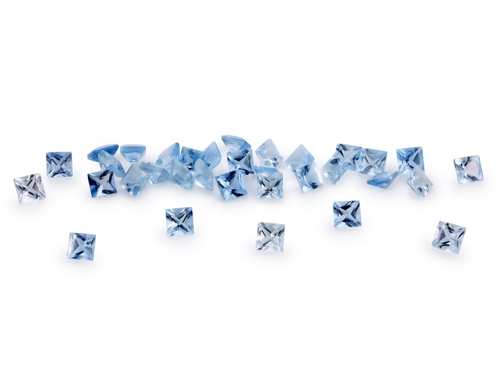 [BAQP0225A] Aquamarine 2.25mm Princess Cut Mid Blue