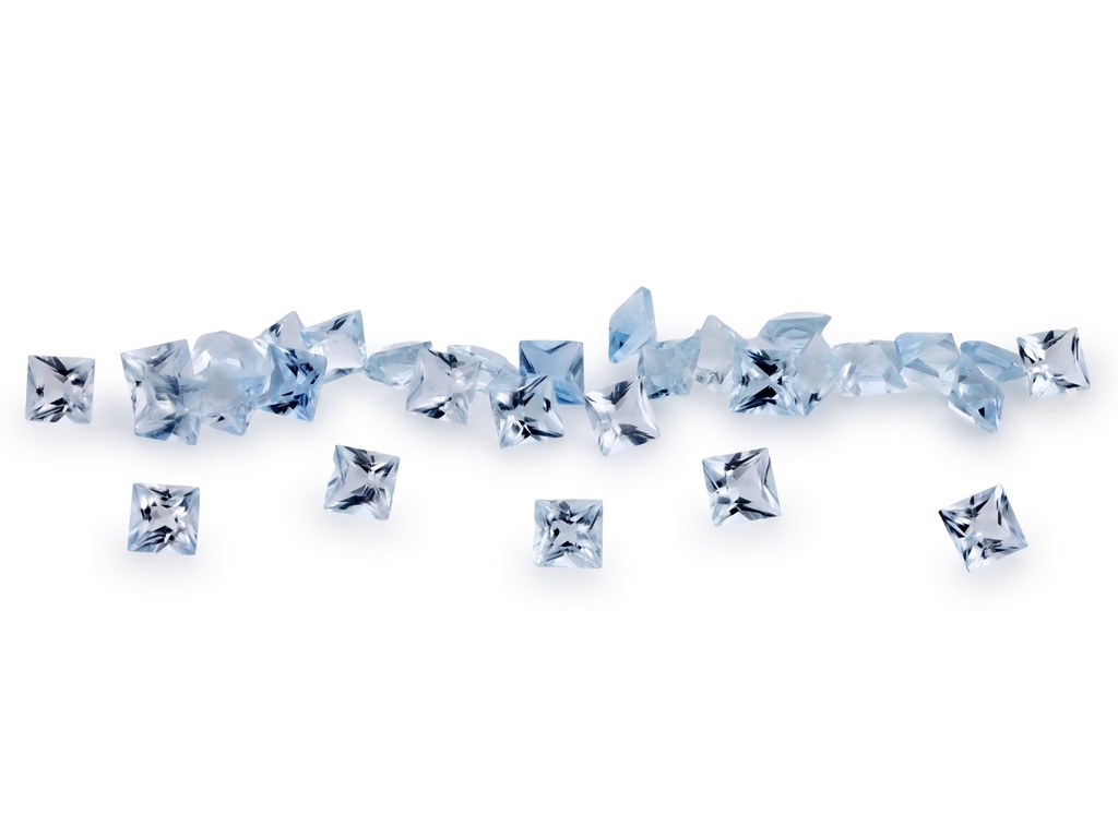 [BAQP0200B] Aquamarine 2.00mm Princess Cut Light Bright Blue