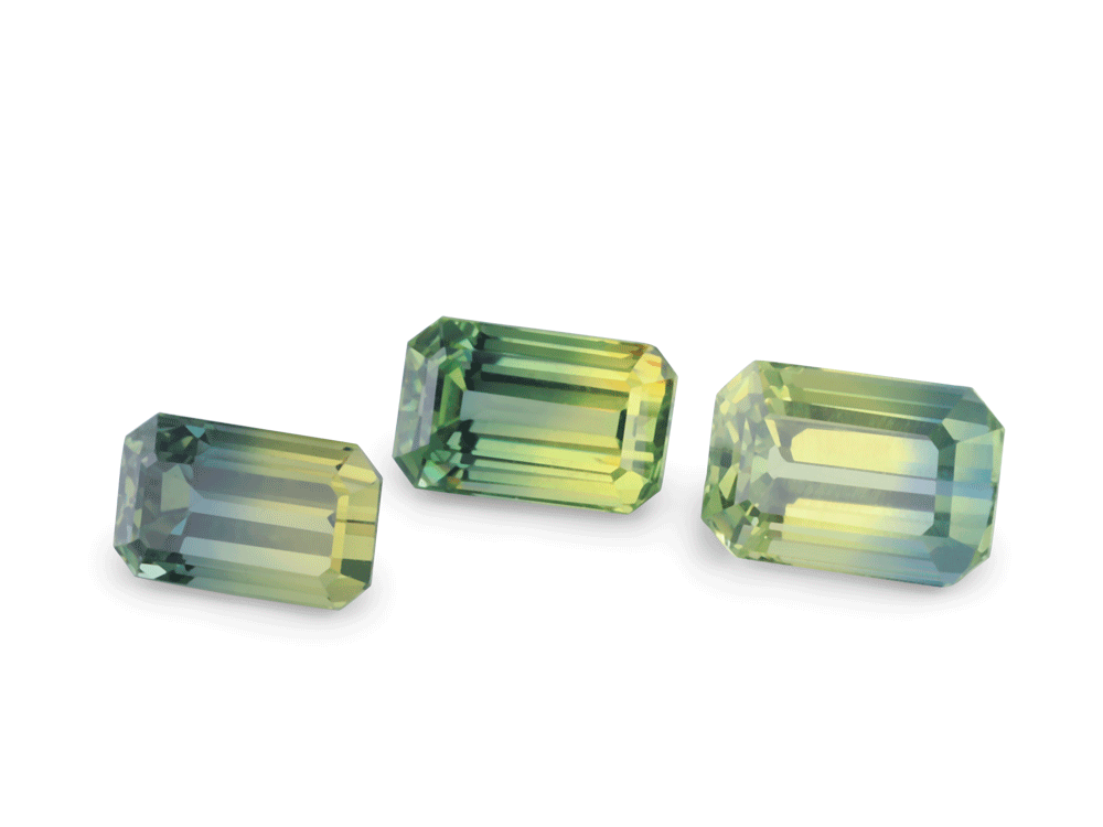 Parti Sapphire Emerald Cut Yellow/Blue - Set of 3pcs