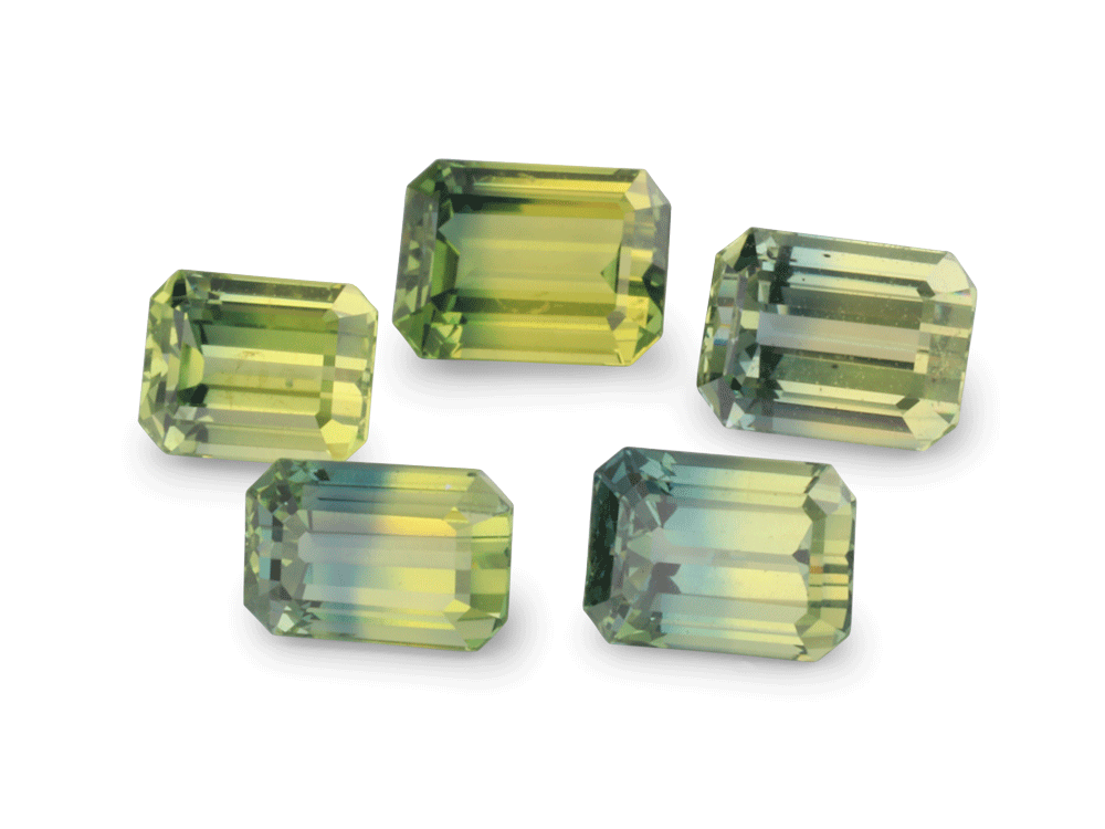 Parti Sapphire Emerald Cut Yellow/Blue - Set of 5pcs