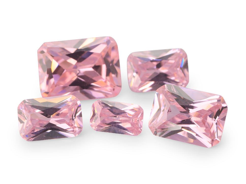 [ZPON0705] Cubic Zirconia 7x5mm Radiant Emerald Cut Pink