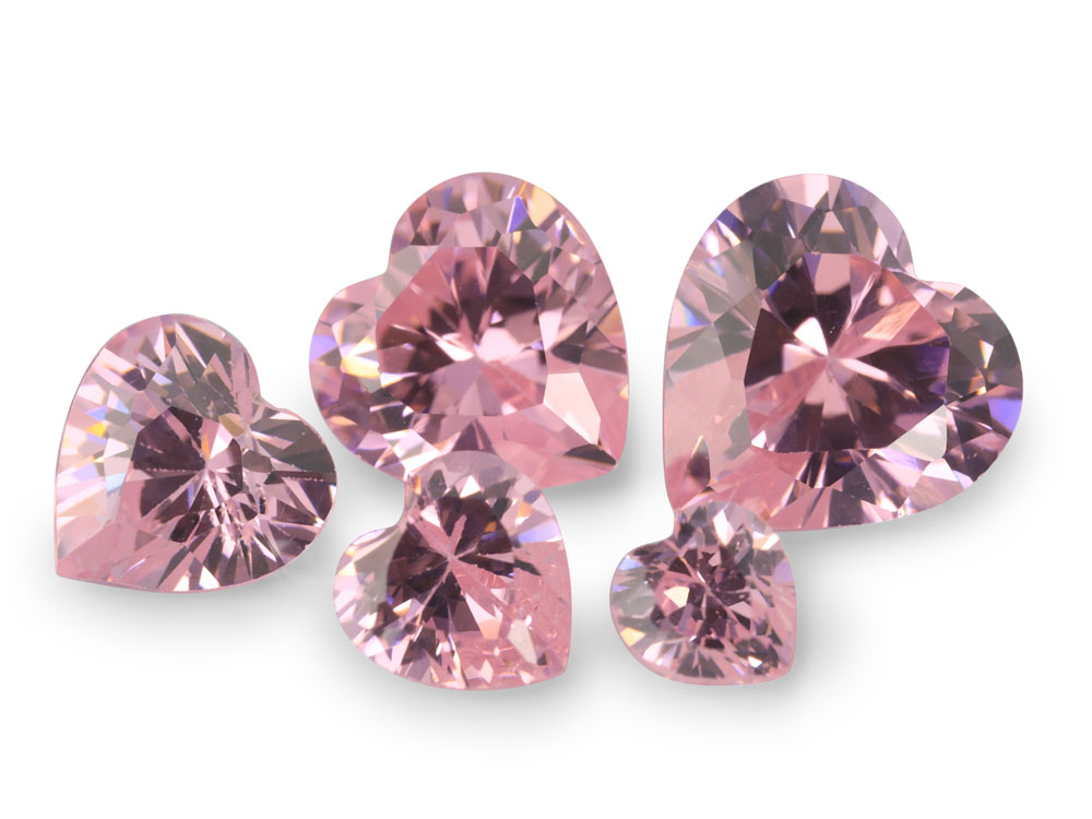 [ZPHB0500] Cubic Zirconia 5.00mm Heart Shape Pink