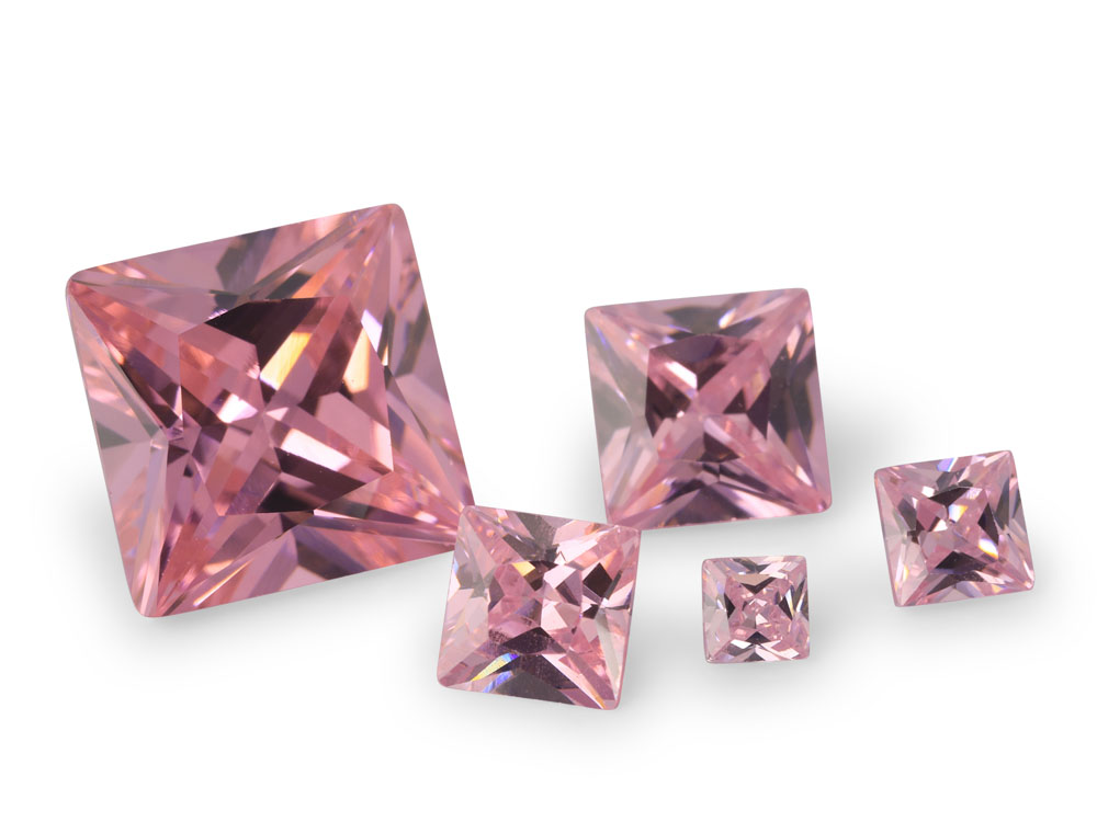 [ZPQP0275] Cubic Zirconia 2.75mm Princess Cut Pink