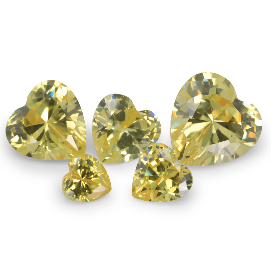 [ZYHB0400] Cubic Zirconia 4.00mm Heart Shape Yellow