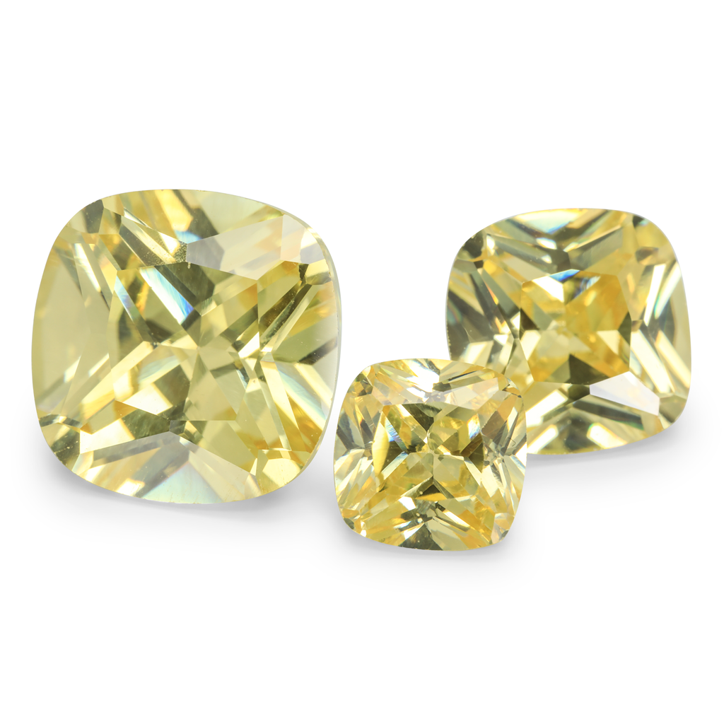 [ZYAB1000] Cubic Zirconia 10mm Square Cushion Yellow