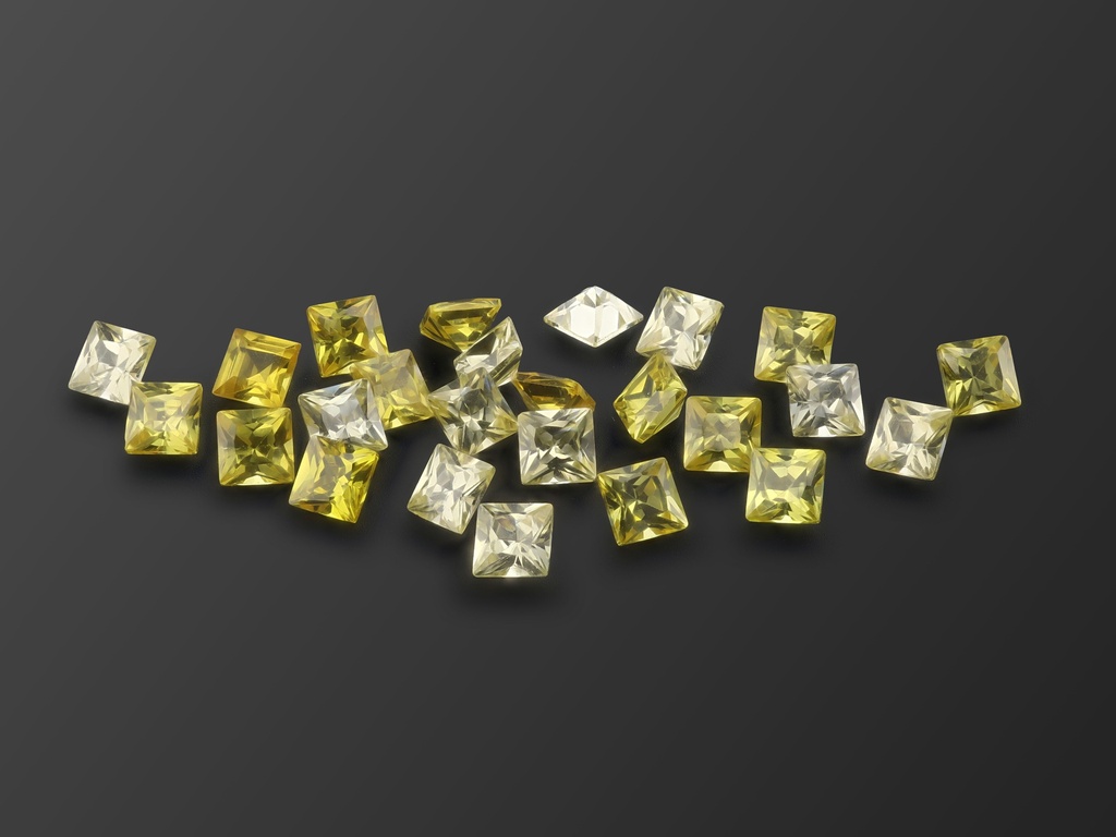 [ZYQP0250] Cubic Zirconia 2.50mm Princess Cut Yellow