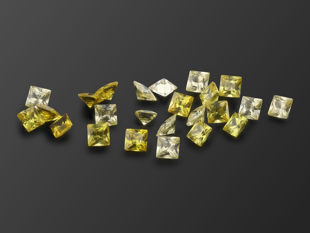 [ZYQP0300] Cubic Zirconia 3.00mm Princess Cut Yellow