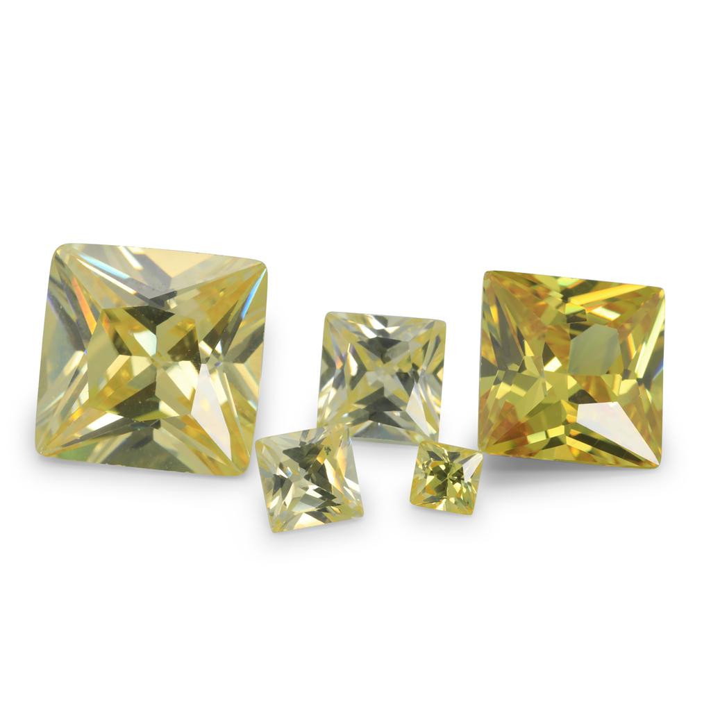 [ZYQP0350] Cubic Zirconia 3.50mm Princess Cut Yellow