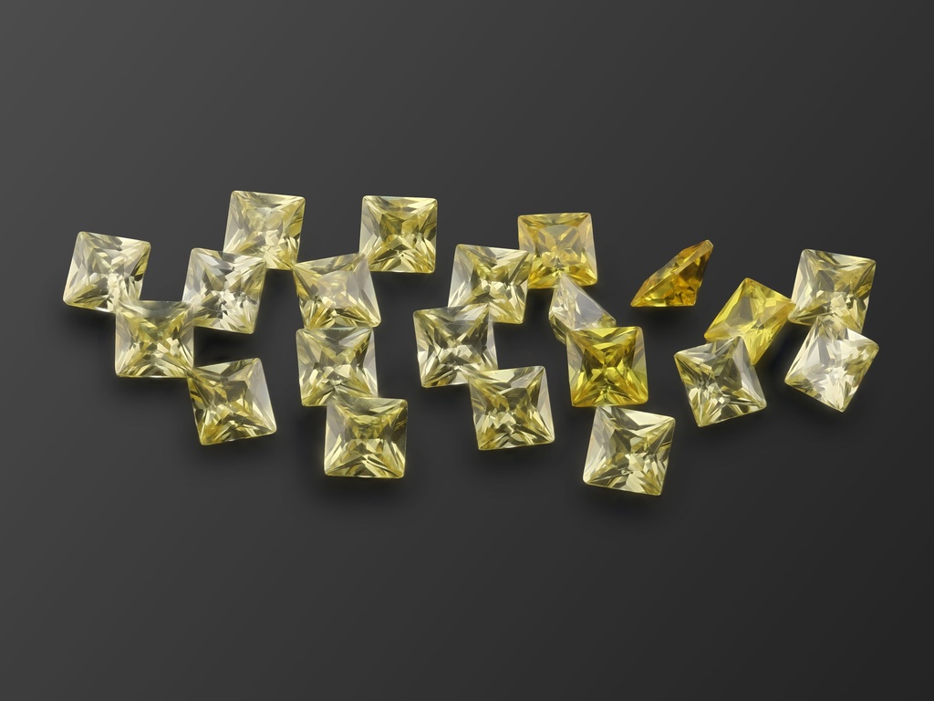 [ZYQP0400] Cubic Zirconia 4.00mm Princess Cut Yellow