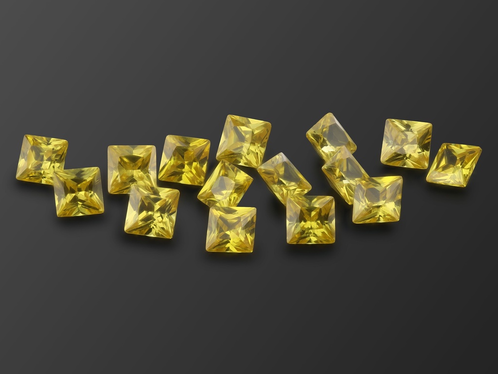 [ZYQP0500] Cubic Zirconia 5.00mm Princess Cut Yellow