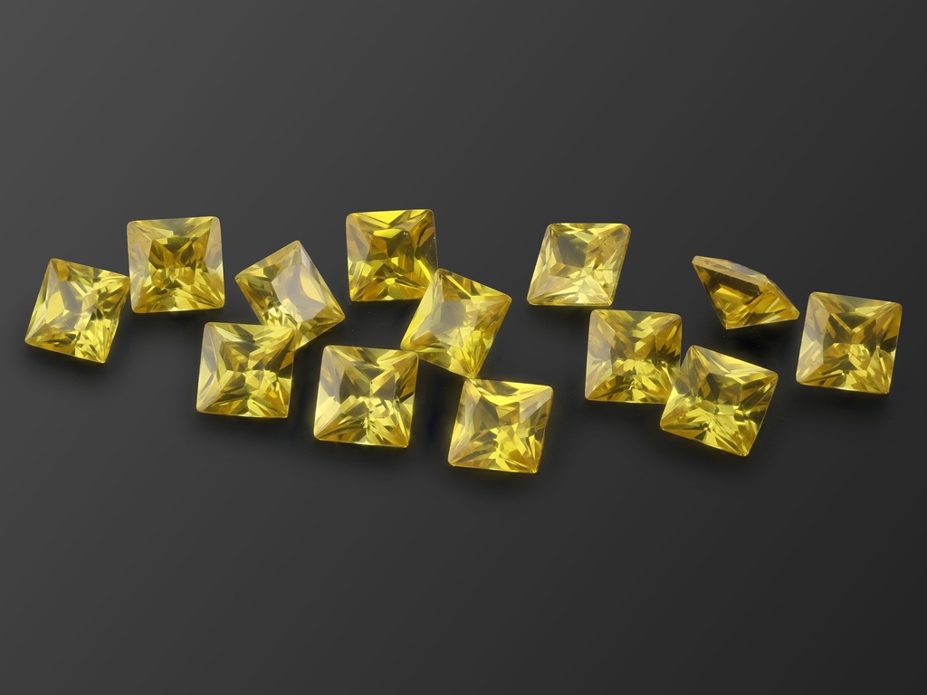 [ZYQP0550] Cubic Zirconia 5.50mm Princess Cut Yellow