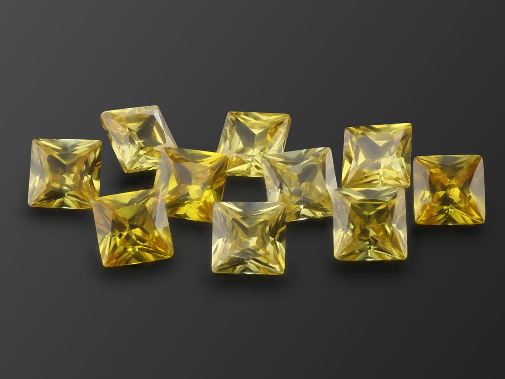 [ZYQP0600] Cubic Zirconia 6.00mm Princess Cut Yellow