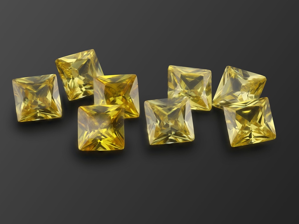 [ZYQP0650] Cubic Zirconia 6.50mm Princess Cut Yellow