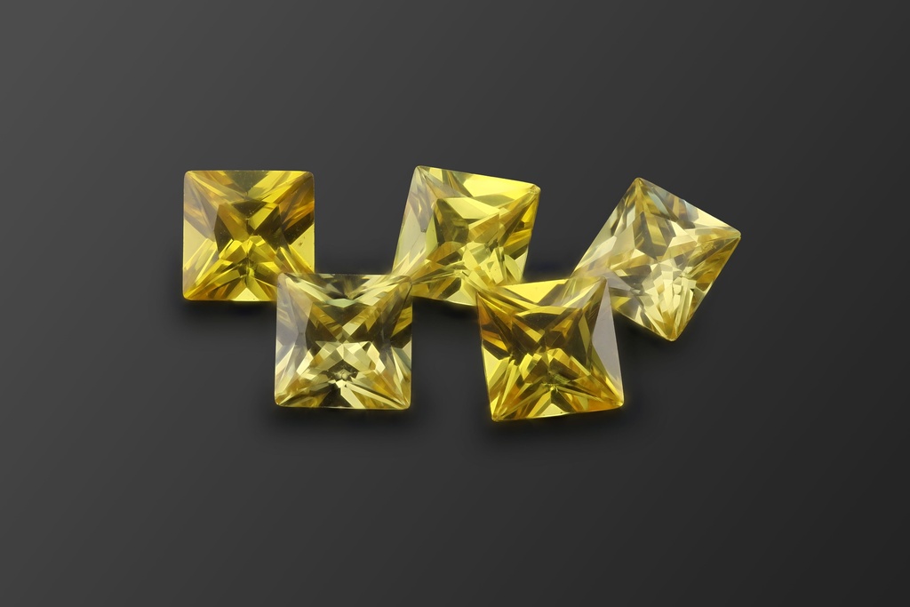 [ZYQP0800] Cubic Zirconia 8.00mm Princess Cut Yellow