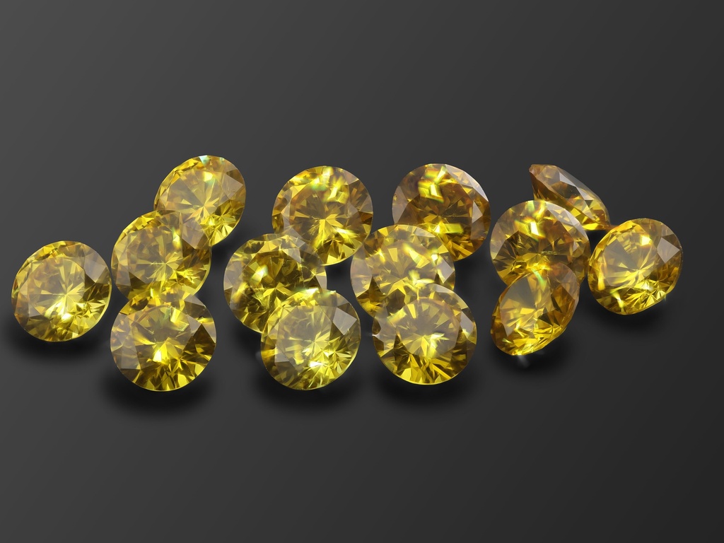 [ZYRB0700] Cubic Zirconia 7.00mm Round Yellow