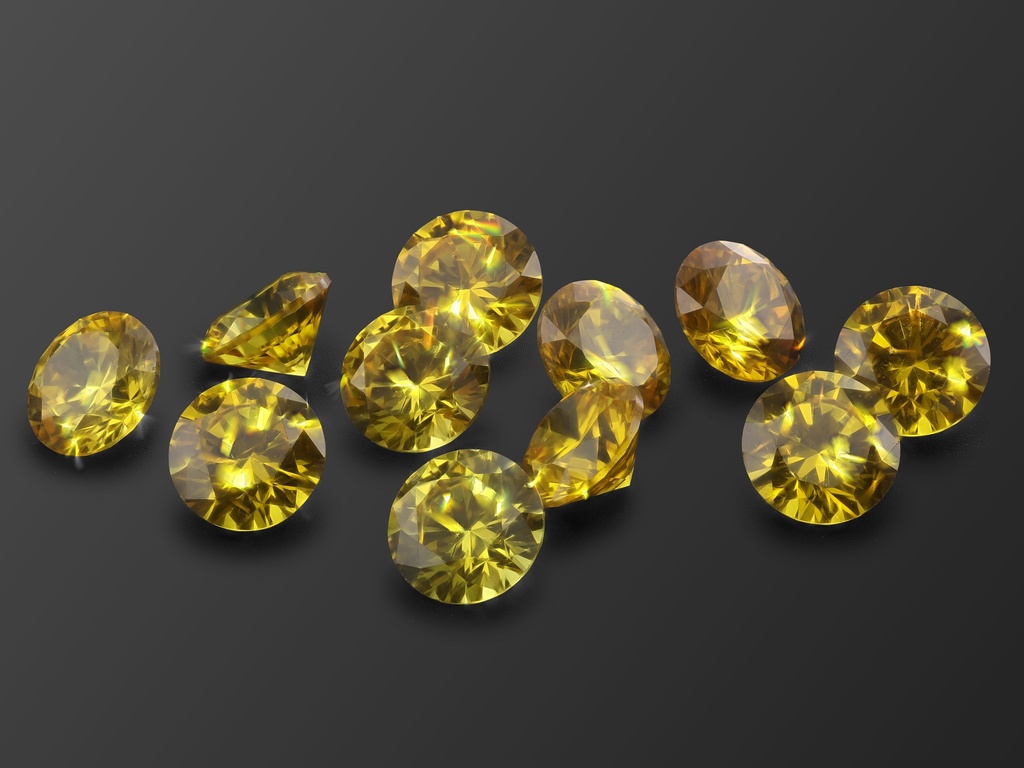 [ZYRB0750] Cubic Zirconia 7.50mm Round Yellow