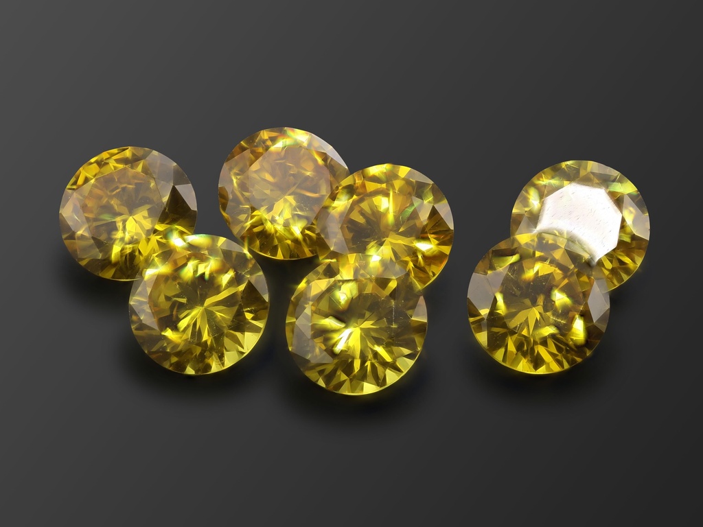 [ZYRB0800] Cubic Zirconia 8.00mm Round Yellow
