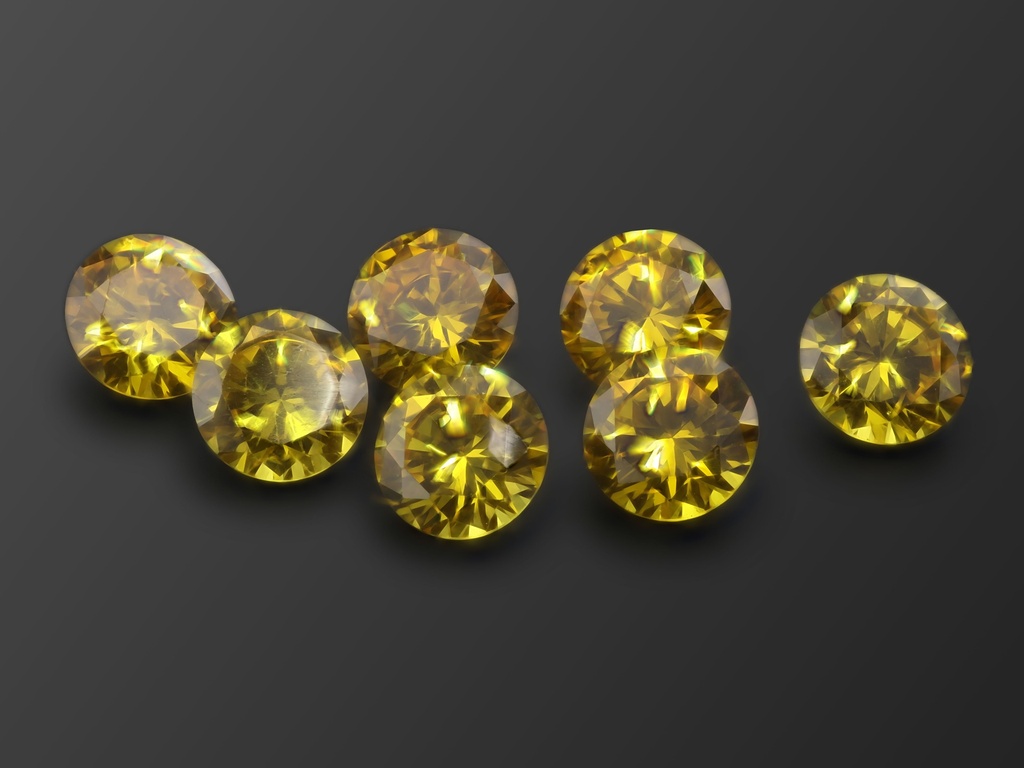 [ZYRB0850] Cubic Zirconia 8.50mm Round Yellow