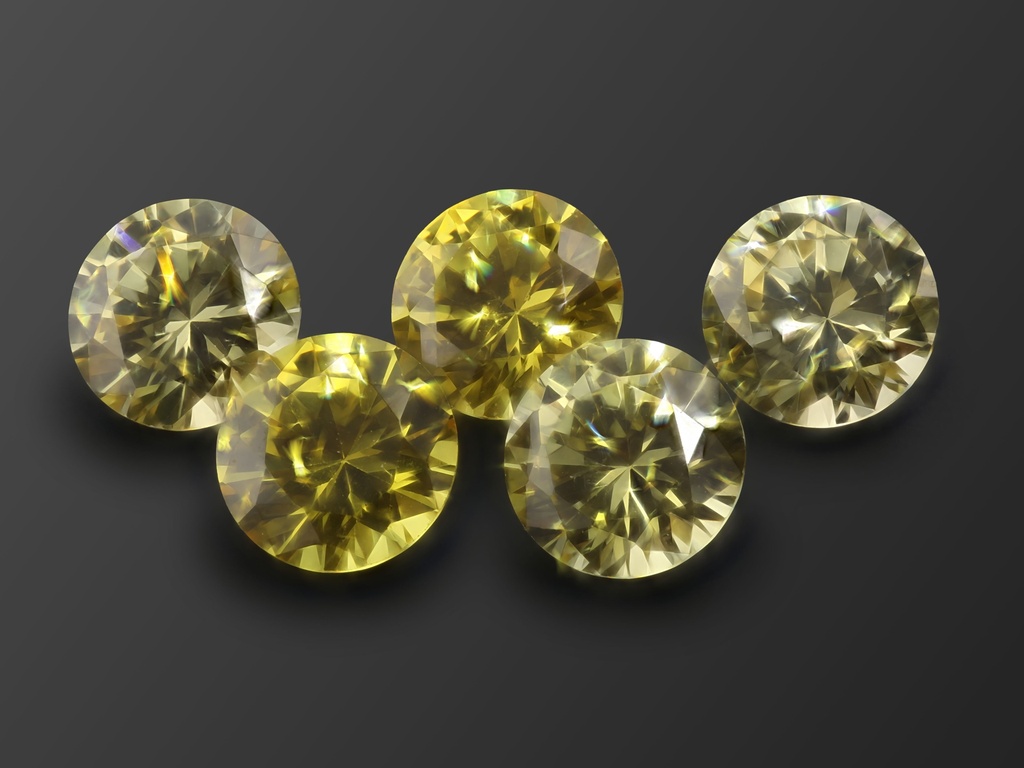 [ZYRB0900] Cubic Zirconia 9.00mm Round Yellow