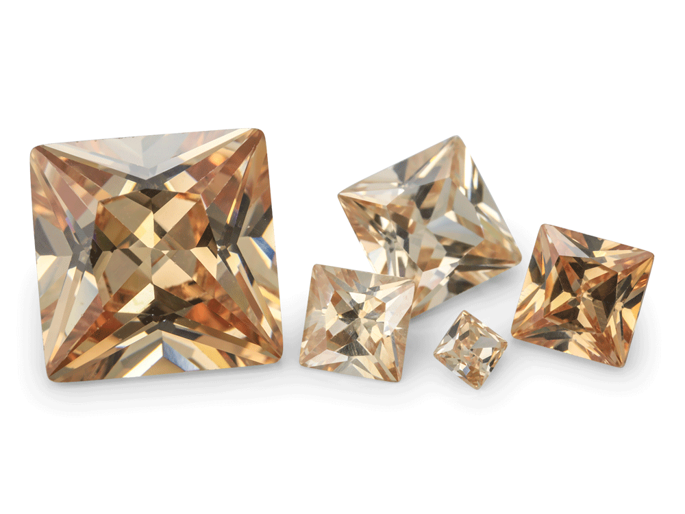 [ZCQP0500] Cubic Zirconia 5.00mm Princess Cut Champagne