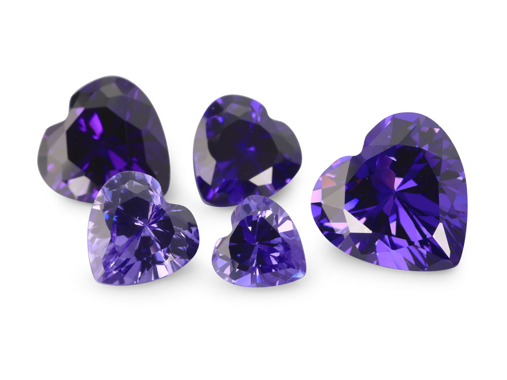 [ZVHB0400] Cubic Zirconia 4.00mm Heart Shape Violet