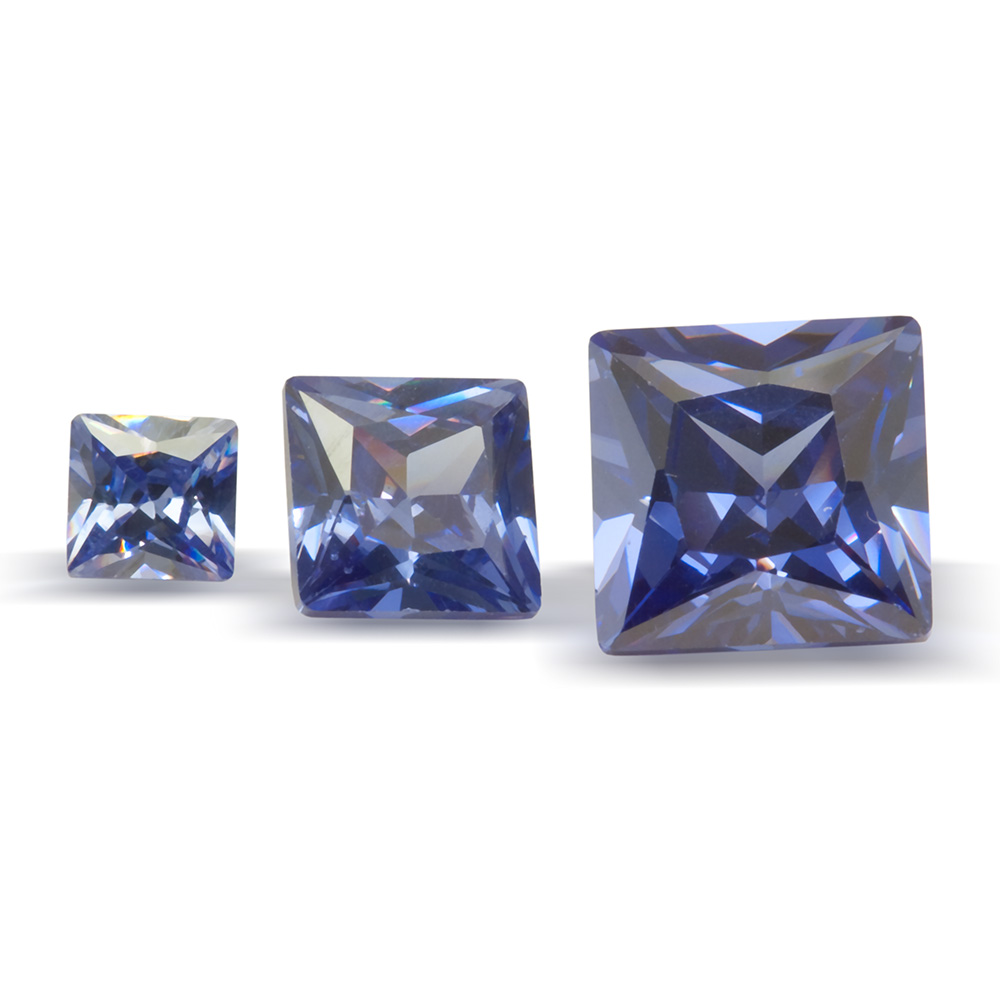 [ZDQP0300] Cubic Zirconia 3.00mm Princess Cut Dark Blue