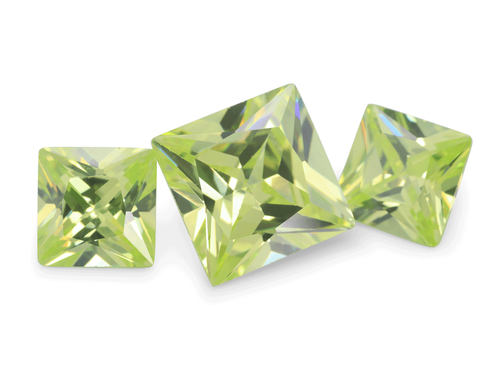 [ZGQP0600L] Cubic Zirconia 6.00mm Princess Cut Light Green