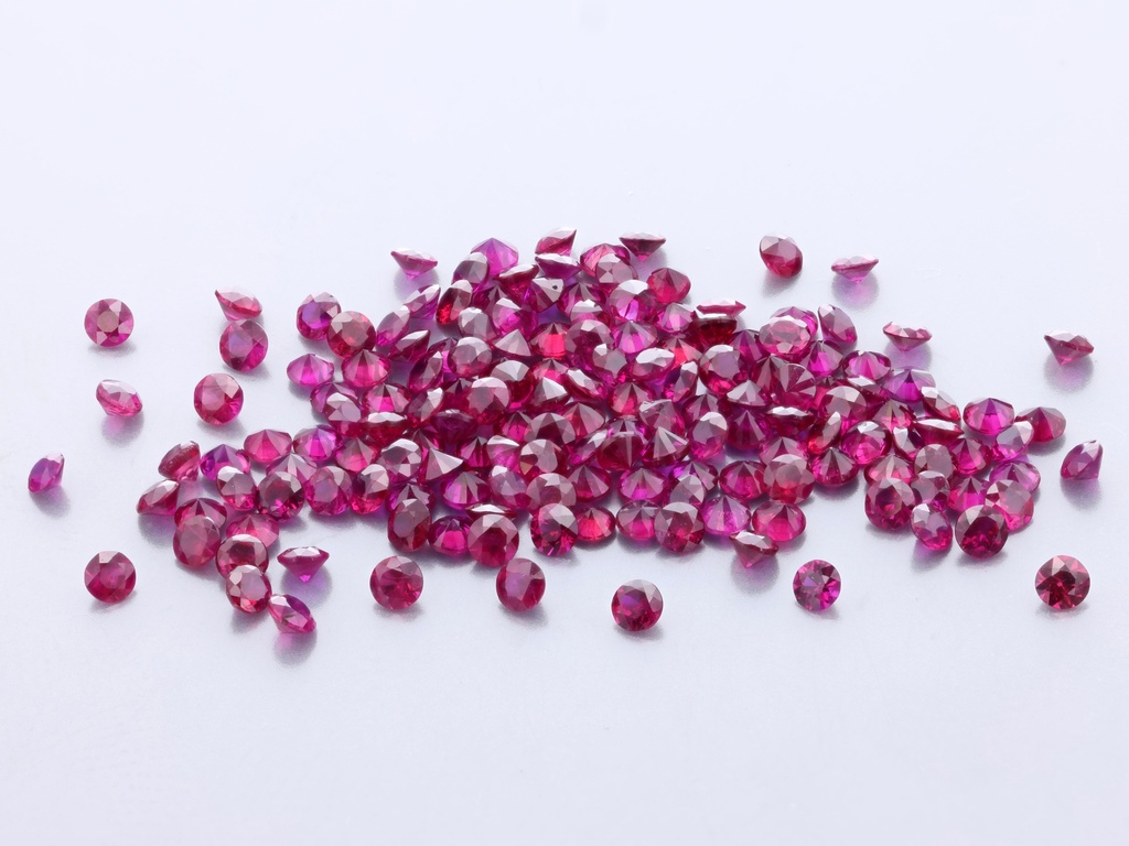Ruby 1.50mm Round Diamond Cut Red