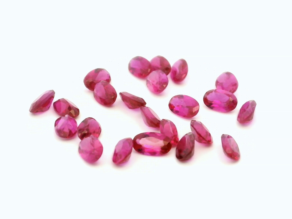 Synthetic/Lab Grown Ruby 4x3mm Oval Dark Pink Red