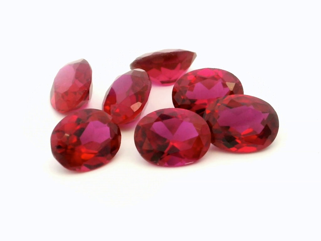[YKVB1008D] Synthetic Ruby 10x8mm Oval Dark Pink Red