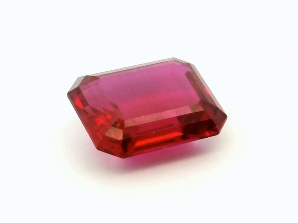 Synthetic/Lab Grown Ruby 12x10mm Emerald Cut Dark Pink
