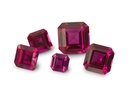 Synthetic/Lab Grown Ruby 6.00mm Square Emerald Cut Dark Pink