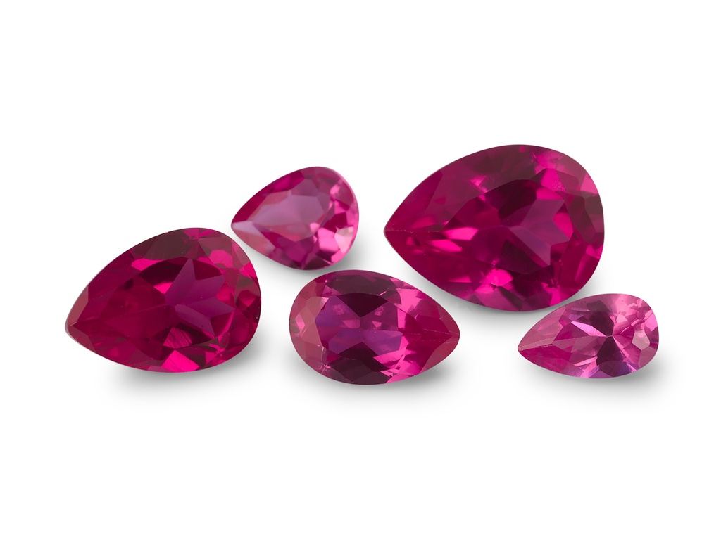 Synthetic/Lab Grown Ruby 5x3mm Pear Shape Dark Pink Red