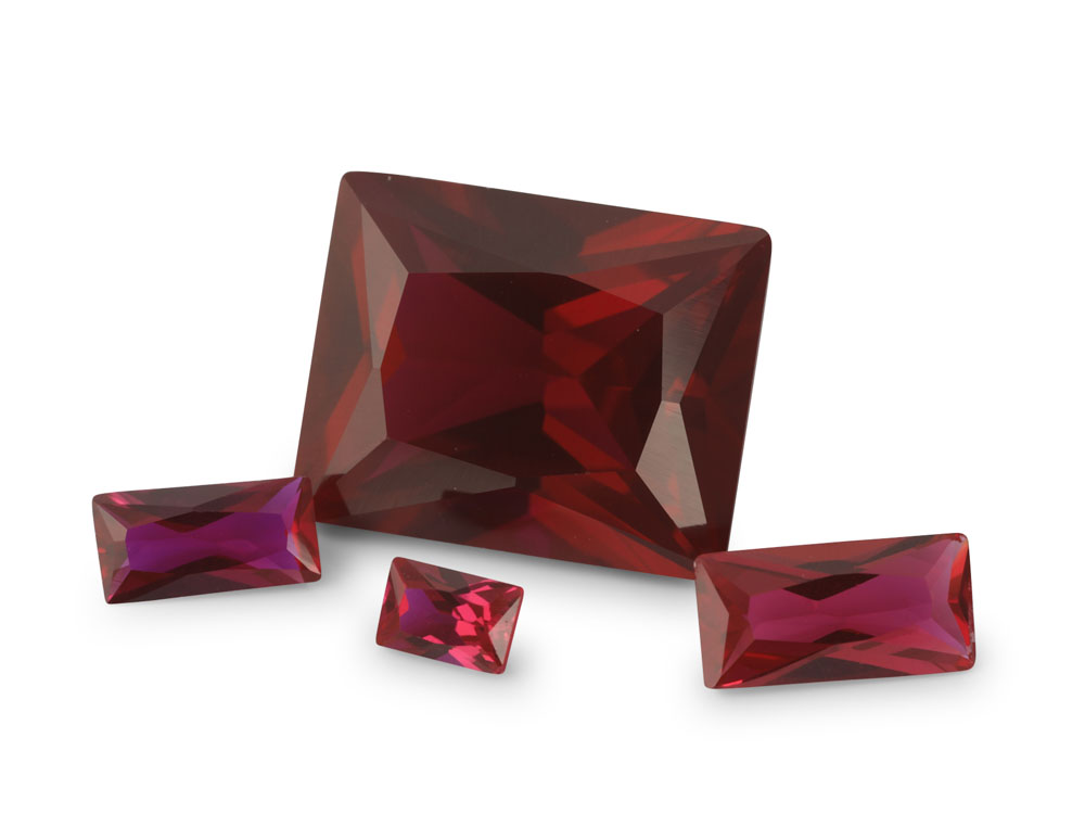 Synthetic/Lab Grown Ruby 5x2.5mm Baguette Radiant Cut Dark Red