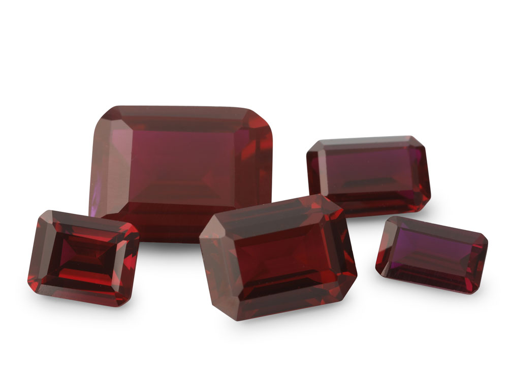 [YROS1109D] Synthetic Ruby 11x9mm Emerald Cut Dark Red