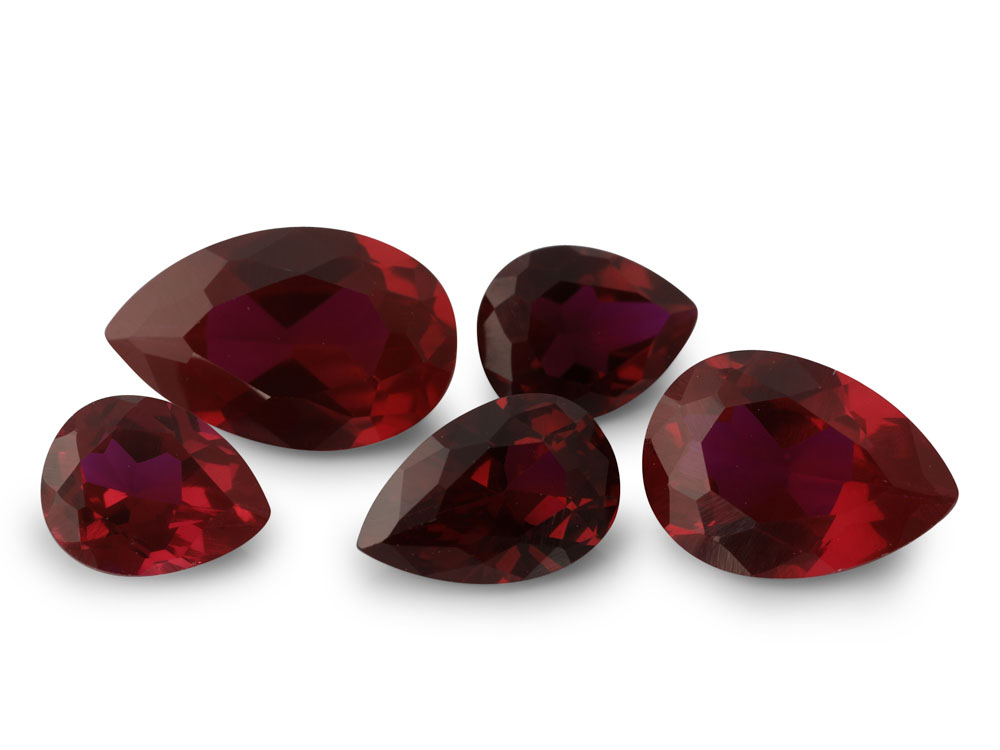Synthetic/Lab Grown Ruby 7x5mm Pear Shape Dark Red
