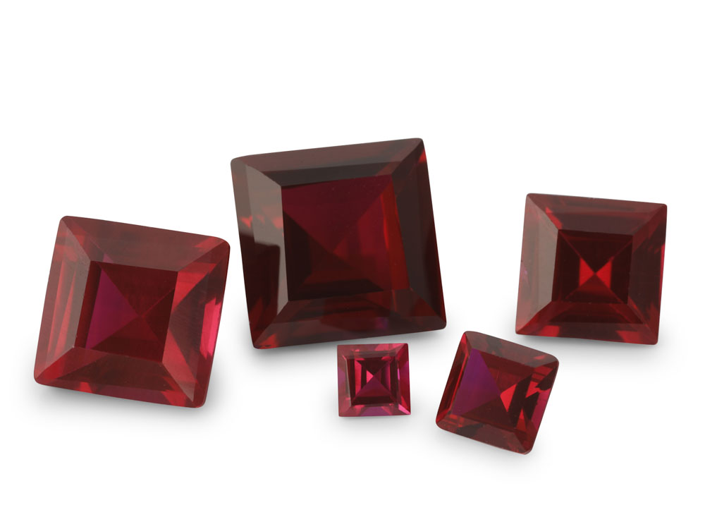 Synthetic/Lab Grown Ruby 2.00mm Carre Cut Dark Red