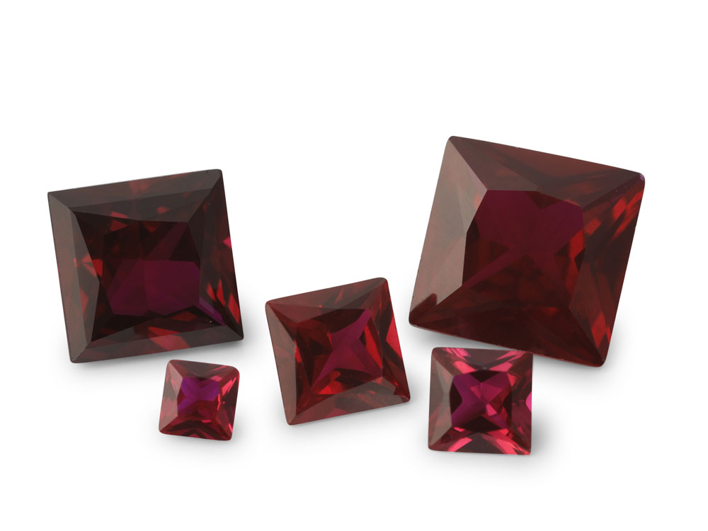 Synthetic/Lab Grown Ruby 4.00mm Princess Cut Dark Red