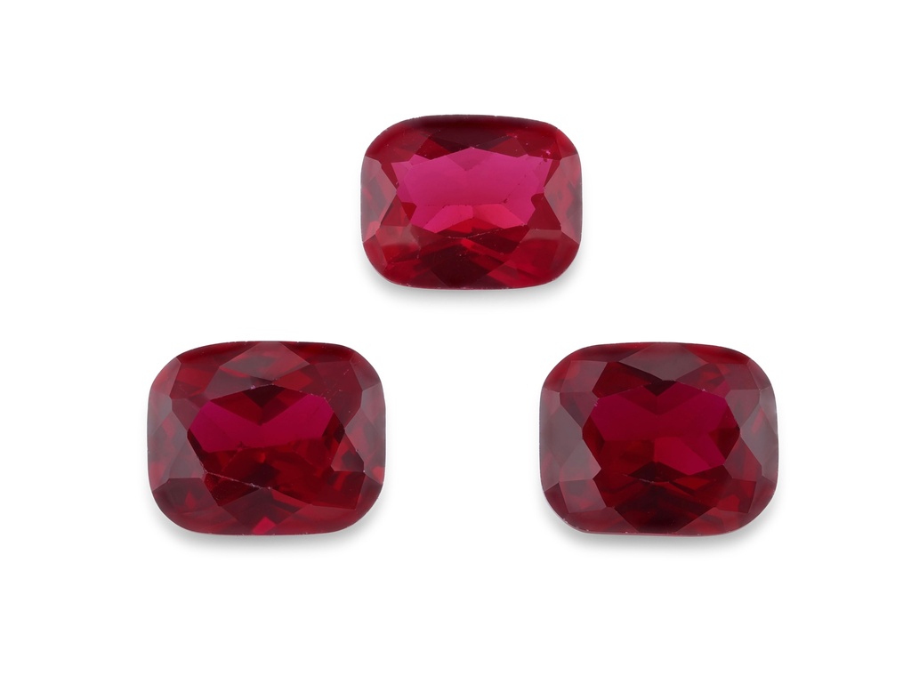 Synthetic/Lab Grown Ruby 14x12mm Cushion Bright Red