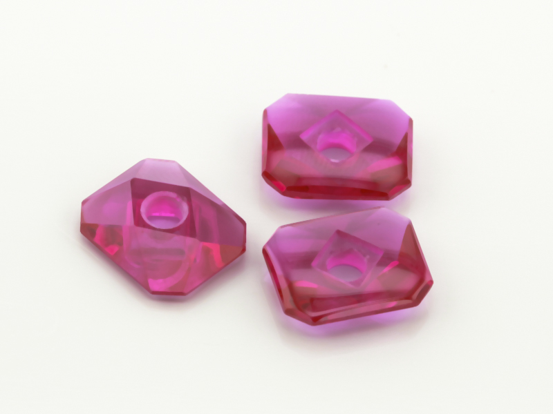 Synthetic Ruby 12x10mm Octagonal Countersunk Buff Top Bright Red