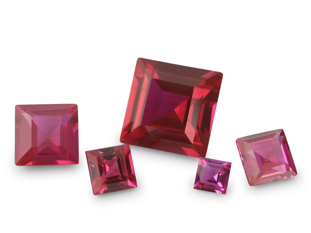 Synthetic/Lab Grown Ruby 5.00mm Carre Cut Bright Red