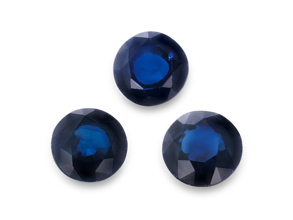 Australian Sapphire 3.75mm Round Diamond Cut Dark Blue